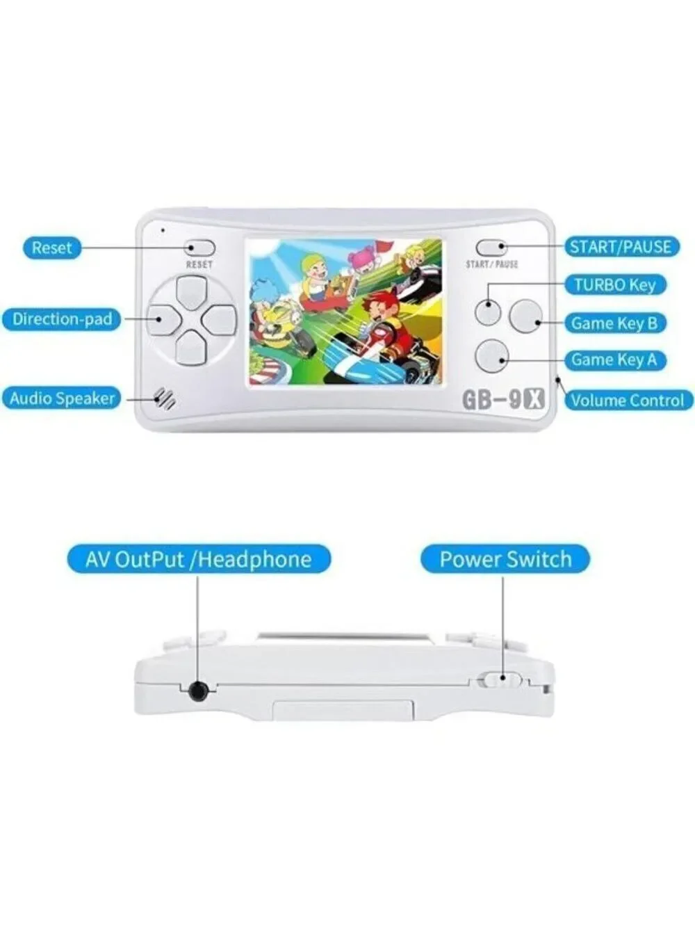 Kids Handheld 168 Built In Games Console Children Ages 4-12 Retro Classic GRAY